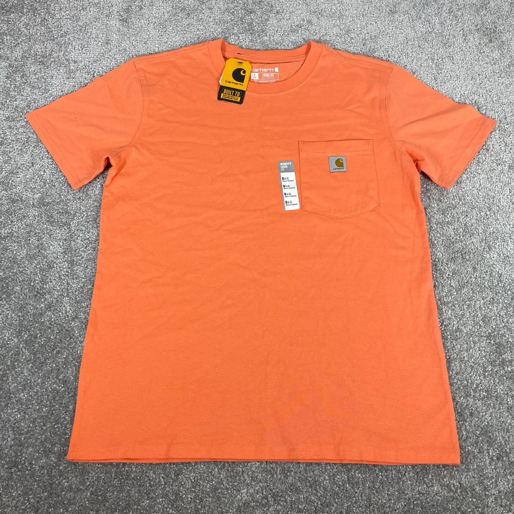 Carhartt Womens T-Shirt NWT Loose Fit Heavyweight Pocket Orange‎ Small NEW